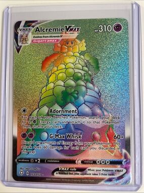 Pokemon Alcremie VMAX Rainbow Holo - Green Yellow Pink Blue Purple Accents